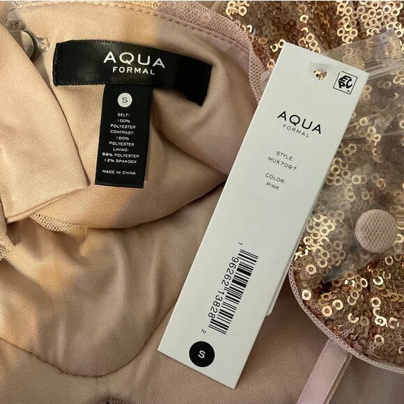 Rose Gold Sequined Backless Evening Gown Size 6 Cut Out Formal Dress by AQUA - Picture 10 of 12